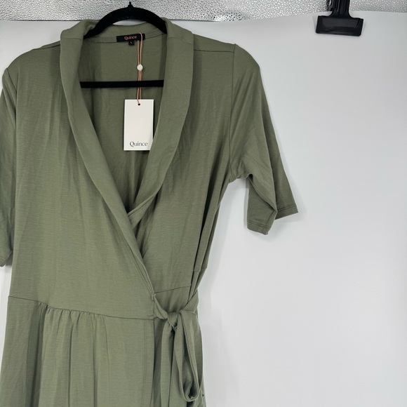 NWT Quince Tencel Jersey Midi Wrap Dress in Sage - Picture 8 of 15